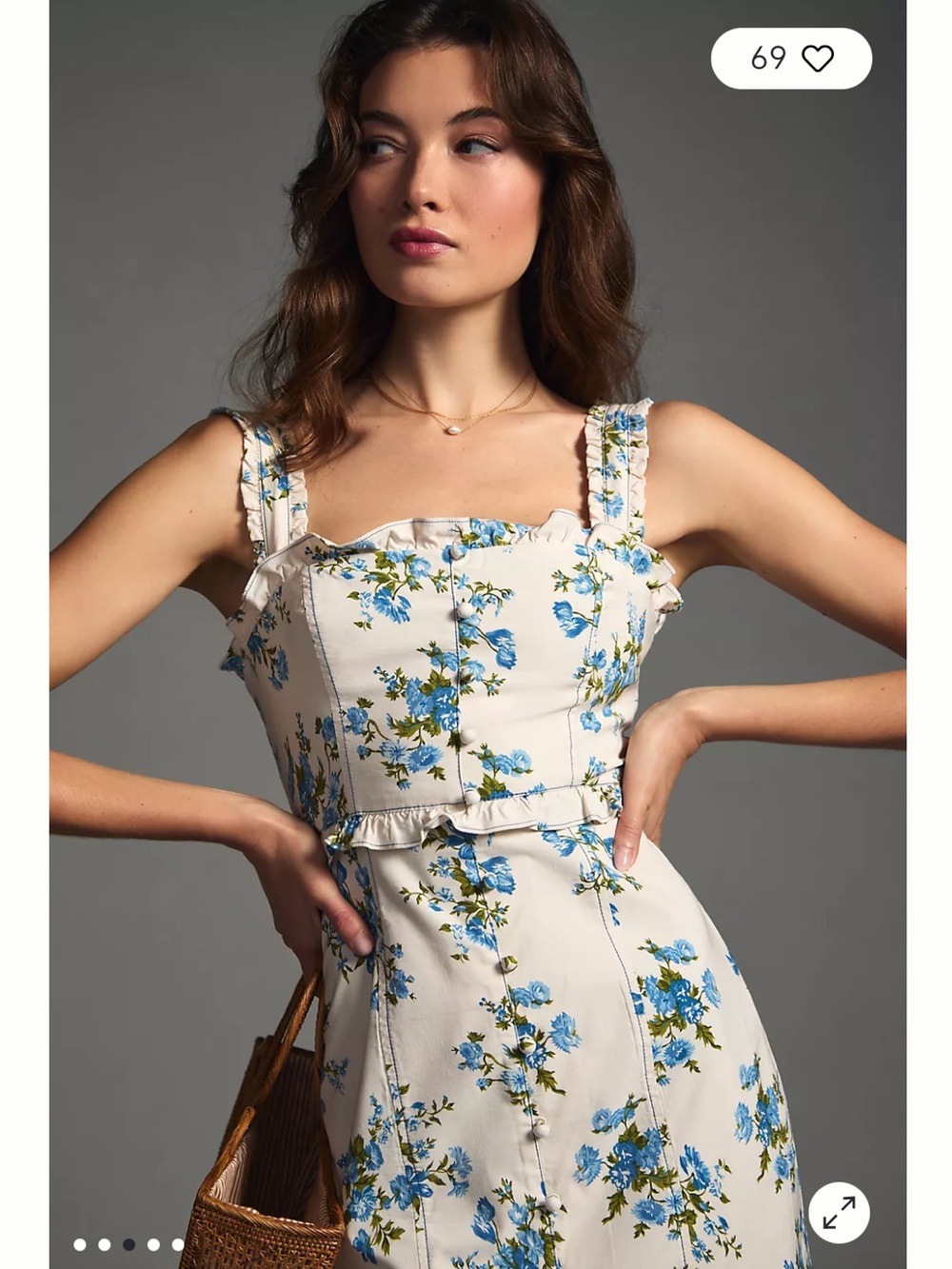 NWT Anthropologie size XXS Square-Neck Midi Dress in floral - Picture 3 of 12